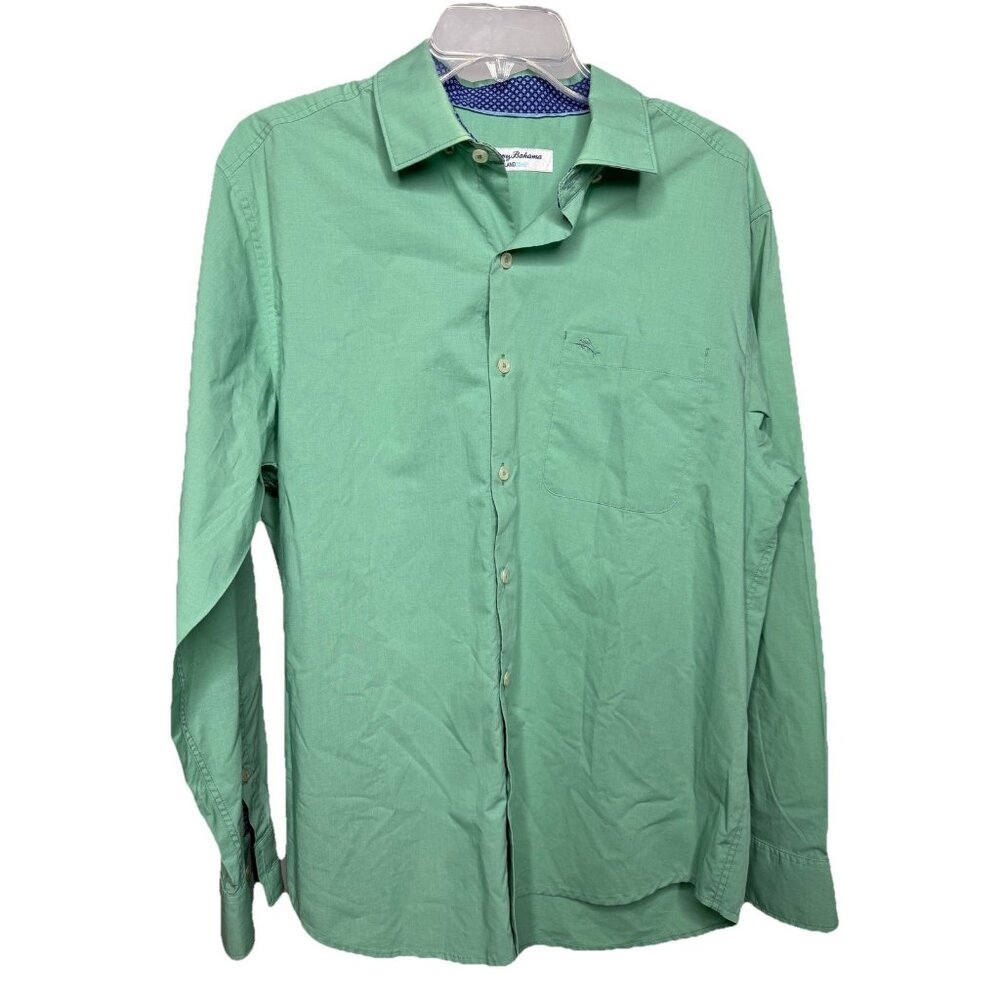 Tommy Bahama IslandZone Shirt‎ Mens Medium Green Long Sleeve Button Front Casual